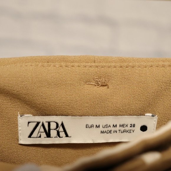 Zara 70s Style Flared Boot Cut Tan Dress Pants / Trousers With Belt - Picture 4 of 8
